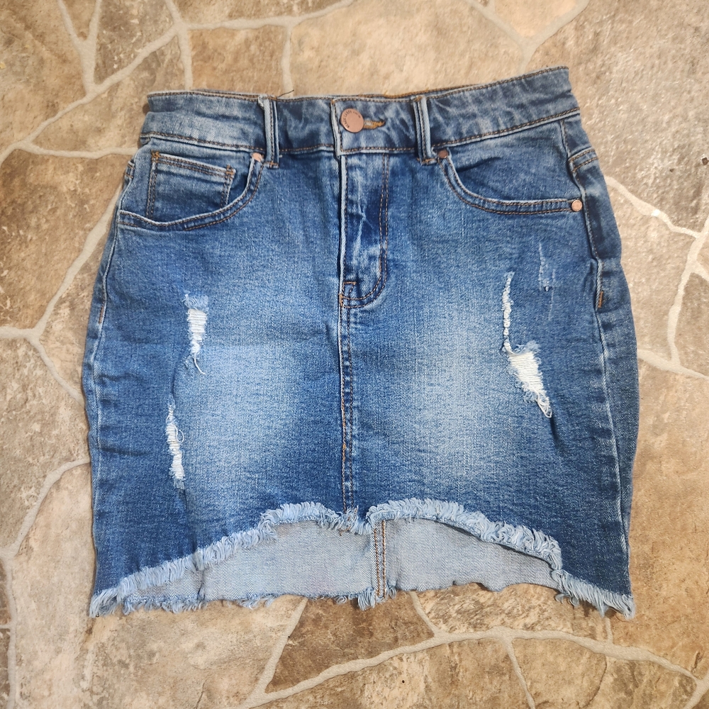 Black Label Asymmetrical Blue Denim Skirt